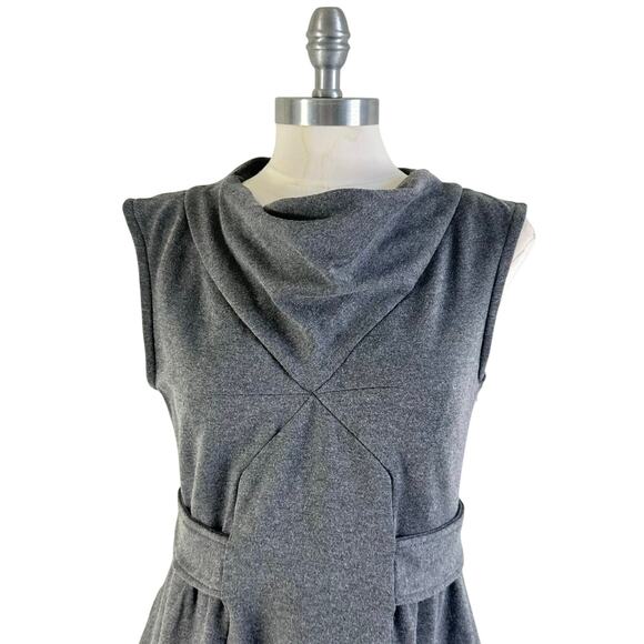 Marc by Marc Jacobs Cowl Neck Ponte Knit Belted Midi Dress Night Gray Melange - Picture 2 of 11